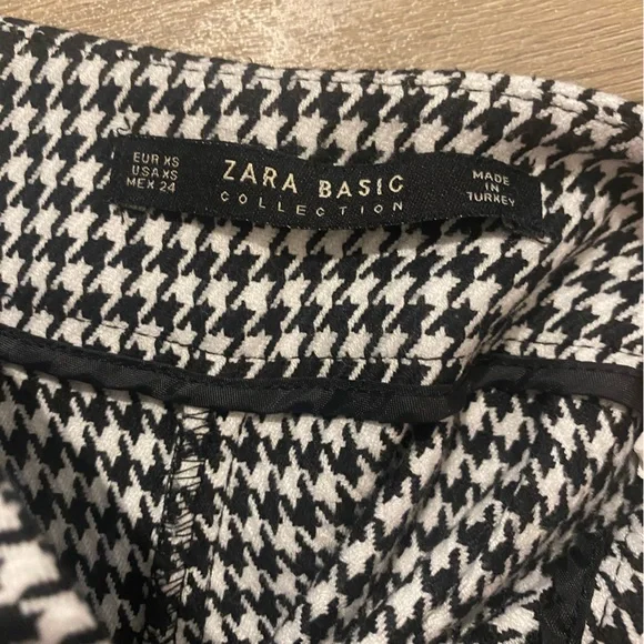 Zara women’s  Monochrome Houndstooth wide leg Pants size xs - Picture 4 of 8